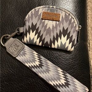 Wrangler Gray and Black Geometric Wristlet Coin Pouch